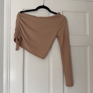 Caution To The Wind Beige Ribbed Top